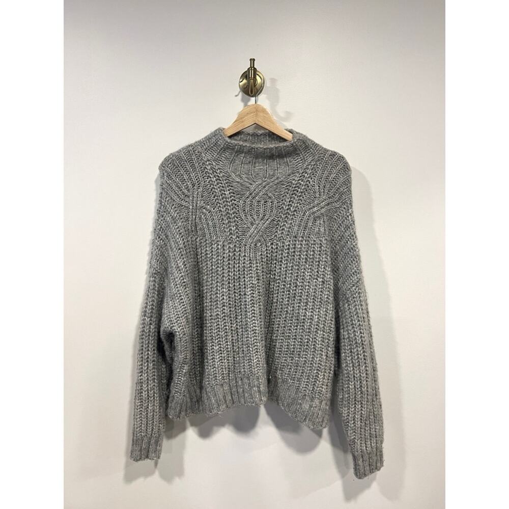 aerie Grey Knit Mock Neck Sweater